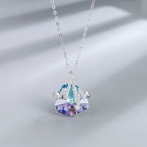 Collana con Cuore in Argento Sterling 925 e Cristallo Austriaco per Donna Ciondolo con Battito Cardiaco Design ECG Intarsio di Strass Gioielli alla Moda