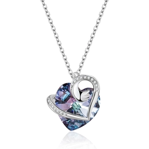 S925 sterling silver heart necklace with a faceted gradient Austrian crystal pendant