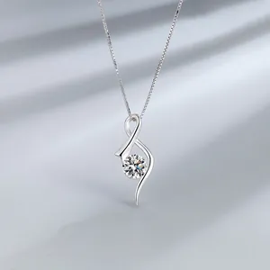 Collier Pendentif Cœur Ange Plume en Argent Sterling 925 pour Femme Collier Chaîne Box avec Incrustation de Strass
