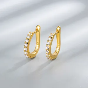 925 Sterling Silver Rainbow Zirconia Hoop Earrings For Women Inlaid Colorful Zirconia Huggie Earrings Minimalist Jewelry