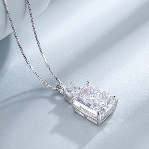 S925 sterling silver necklace with radiant cut 8A zircon ice flower perfume bottle pendant
