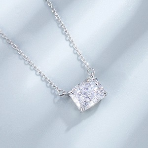 Luxurious S925 sterling silver necklace featuring a radiant cut ice flower zircon pendant