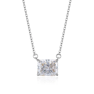 Luxurious S925 sterling silver necklace with a cushion-cut iced zircon pendant for women