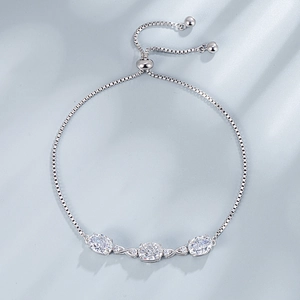 S925 sterling zilveren infinity armband met ovale diamanten en verstelbare box-ketting
