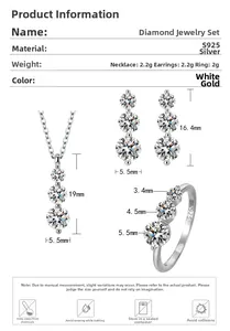 Macro detail of S925 sterling silver jewelry set with dimensions and weight specs