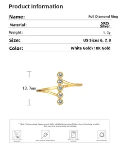 Vue détaillée de la bague en argent S925 avec dimensions et sertissage de diamants