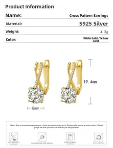 Detail showing S925 sterling silver figure-8 earrings with diamond size dimensions