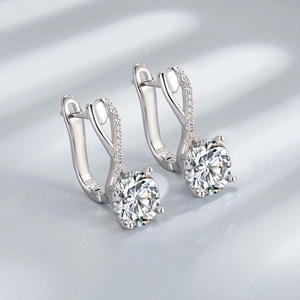 S925 sterling silver figure-8 twisted hoop earrings with sparkling pave zircon accents