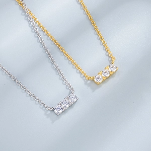 S925 sterling silver necklaces in gold and silver with minimalist zircon triple stone pendants