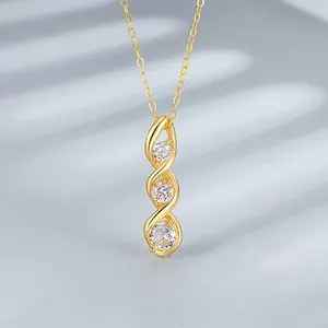 Élégant Collier Pendentif Spirale Torsadée en Argent Sterling 925 Avec Strass Étincelant pour Femmes Bijoux Mode Minimaliste