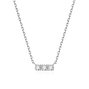 S925 sterling silver minimalist necklace featuring three round zircons on a delicate chain