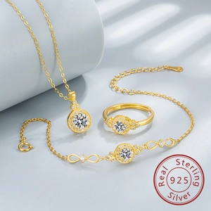 Detail of 925 sterling silver jewelry set featuring star motif with sparkling zircons