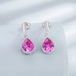 Boucles d'Oreilles Clous en Argent Sterling 925 Goutte d'Eau Zirconia Larmes de Sirène pour Femmes Bijoux Élégants de Mode