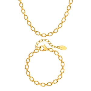 Bracelet à maillons ovales épais en acier inoxydable plaqué or 18 carats pour femme