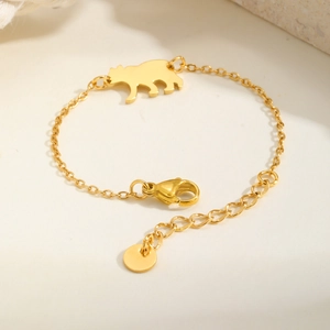 Bracelet enfant minimaliste en acier inoxydable doré avec pendentif ours et fermoir