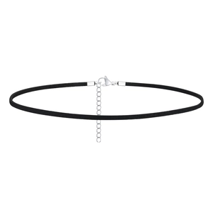 Collier ras du cou minimaliste en velours noir avec chaîne réglable en acier argenté