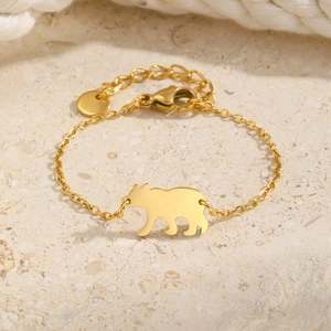 Bracelet ours minimaliste en acier inoxydable doré avec fermoir mousqueton sur pierre