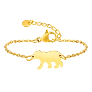 Bracelet ours doré en acier inoxydable avec chaîne en O et fermoir réglable pour enfants