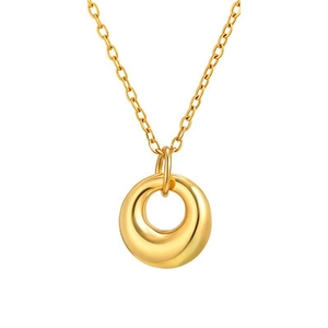 Collier en acier inoxydable plaqué or 18 carats avec pendentif anneau géométrique poli