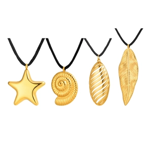 Collane minimaliste in acciaio inossidabile oro 18K con ciondoli a stella, conchiglia e foglia