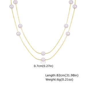 Detailed specs of double-layer pearl necklace with length and weight measurements