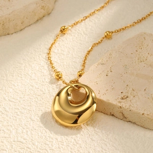 Détails du collier en acier inoxydable plaqué or 18K avec pendentif rond géométrique