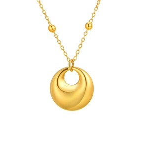 Collier en acier inoxydable doré 18 carats avec pendentif géométrique et détails de perles