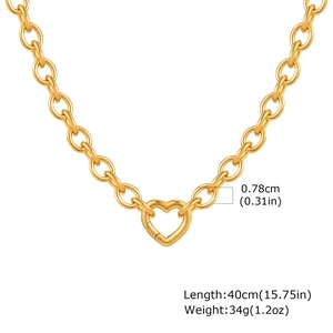 18K vergoldete Titanstahl Gliederkette mit Herzverschluss, Länge 40 cm für Damen
