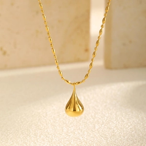 Collana con Ciondolo a Goccia in Acciaio Inossidabile da Donna Minimalista Placcata in Oro 18K Catena a Sfere Girocollo Gioielli di Moda