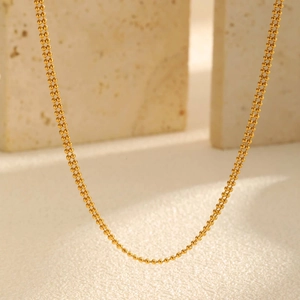 18K Gold Plated Stainless Steel Double Layer Ball Chain Necklace For Women Minimalist Popcorn Chain Fashion Jewelry Daily Accessory