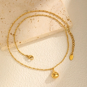 Collana a catena in acciaio inossidabile placcato oro 18K con ciondolo a goccia