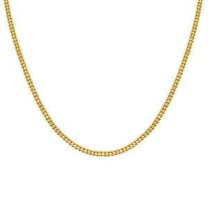 18K gold double layer stainless steel beaded chain necklace with intricate woven design