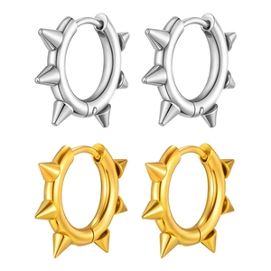 Punk-Stil Creolen aus Edelstahl mit Nieten in silberner und goldener Metalloberfläche