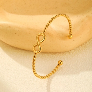 Minimalist Stainless Steel 18K Gold Plated Twisted Rope Infinity Cuff Bangle For Women Trendy Fashion Jewelry Bracelet
