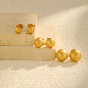 Boucles D'oreilles Puces Boule En Acier Inoxydable Minimaliste Mat Poli Bijoux Mode Pour Femmes