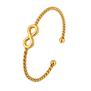Polished 18K gold-plated infinity twist bangle with minimalist twisted rope design