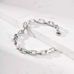 Poliertes Herren-Gliederkette Armband aus Edelstahl mit quadratischen Kettengliedern