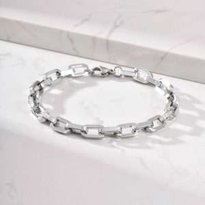 Minimalistisches Edelstahl Rechteck Kettenglied Armband Für Herren Poliertes Geometrisches Handschmuck Mode Geschenk