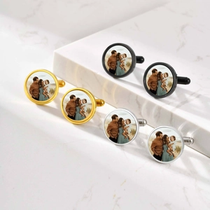 Gemelli da Polso Tondi in Acciaio Inossidabile Business per Uomo Finitura Lucida Oro Argento Nero Metallo per Abito Camicia Accessori