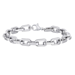 Poliertes Herren-Armband aus Edelstahl mit rechteckiger Kette und Karabinerverschluss
