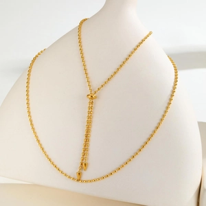 Collier minimaliste en acier inoxydable doré avec chaîne à grains et pendentif en Y