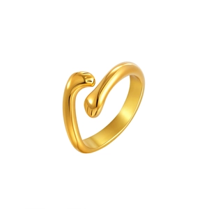 Polished 18K gold stainless steel open ring featuring a cute minimalist cat paw design
