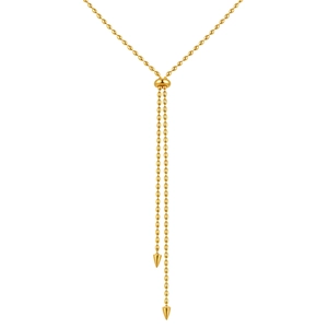 Collier lariat en Y minimaliste en acier inoxydable doré 18 carats avec cônes