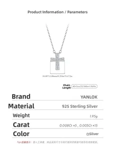 Detailed technical diagram of silver cross pendant with Mozanite diamond specifications