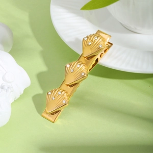 Gold Stainless Steel Hair Clip With Faux Artificial Pearl Flower Shell Design French Vintage Rhinestone Hair Barrettes For Women Wedding Party Hair Styling Accessories