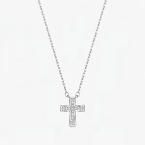 S925 Sterling Silver Moissanite Cross Pendant Necklace For Women D Color VVS1 Moissanite Full Pave Elegant Clavicle Chain Jewelry