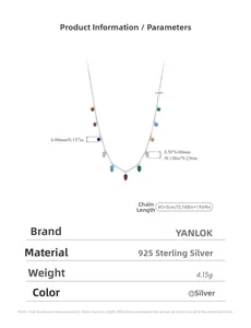 Detail showing S925 silver necklace length 40+5cm and 4.15g weight specifications