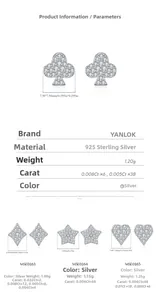 Macro detail of 925 sterling silver stud earrings in heart and star shapes with VVS1 stones