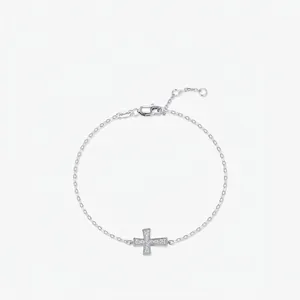S925 Sterling Silver Moissanite Cross Bracelet For Women D Color VVS1 Clarity Inlaid Cross Charm Adjustable Chain Jewelry
