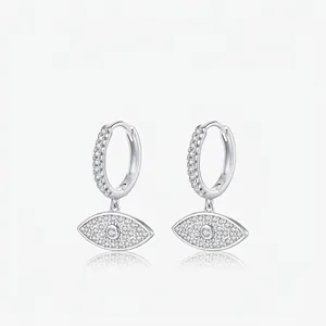 Boucles d'oreilles créoles Oeil d'Oeil en Argent Sterling 925 pour Femmes Luxe Micro Pavé de Strass Style Ins Bijoux